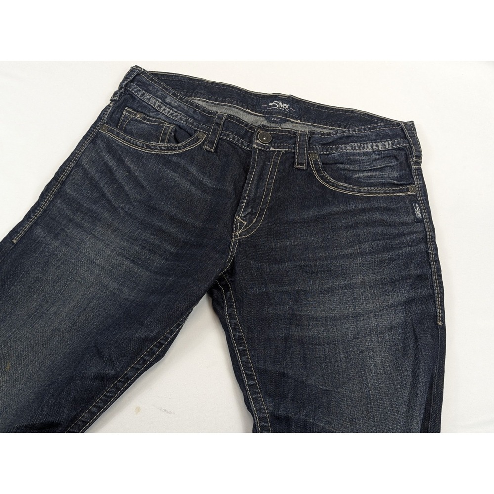 Silver Jeans Mens Zac 38x34 Straight Dark Wash Embroidery - Picture 3 of 11